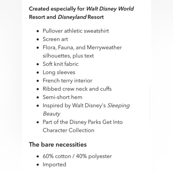 DISNEY PARKS | Sleeping Beauty Flora Fauna Merryweather Sweatshirt - Picture 7 of 8